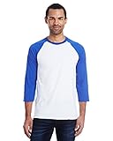 Hanes Unisex X-Temp Performance Baseball Tee, 42BA, L, White/Deep Royal