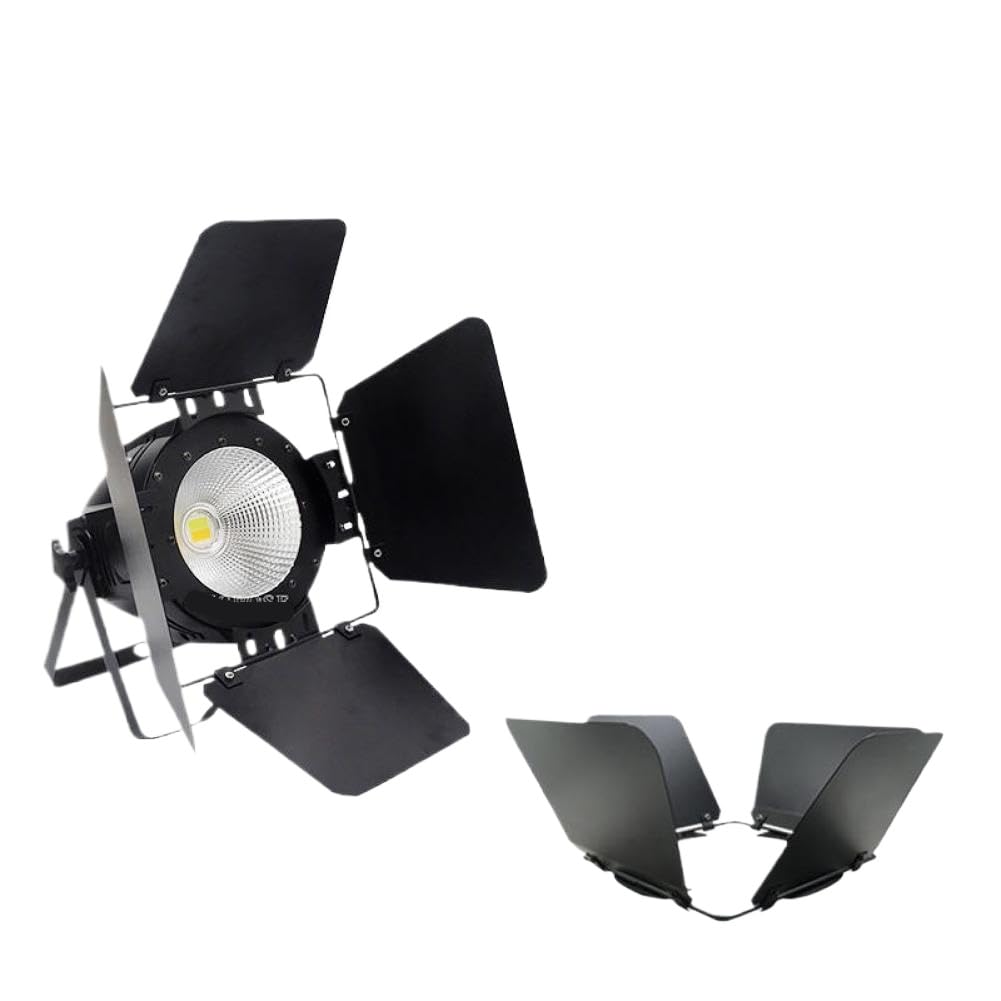 Reemplazo de luz de escenario COB Compatible con luz Par LED blanca fría y cálida de 200W Control DMX DJ Disco evento película TV(with Barn Door)