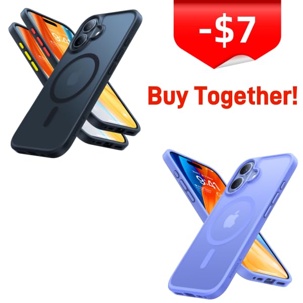 TORRAS Magnetic Shockproof 16 Phone Case,Black&Blue,Fit for MagSafe