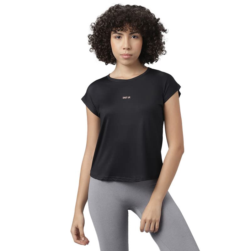 mkh Women Polyester Black Relaxed Dry-Fit T-Shirt-picture-20