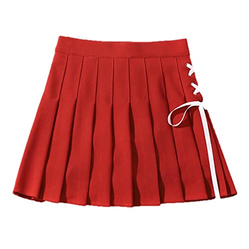 Jupe d'été pour femme rouge en taille L : coupe marin A-line courte confortable