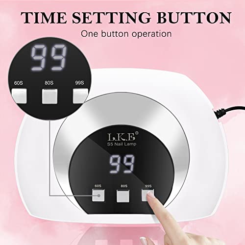 UV LED Nail Lamp, LKE 54W Nail Dryer Gel Nail Curing Lamp UV Light for Gel Nails with 3 Timers LCD Display Smart Sensor USB Plug for Fingernail Toenail - Image 5
