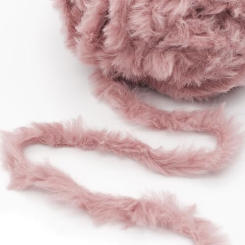 Image of NICEEC 2 Skeins Faux Fur Yarn Super Soft, Chunky & Fluffy, Eyelash Yarn for Crochet & Knitting (Total Length 70yds,3.53oz) - Incarnadine Pink
