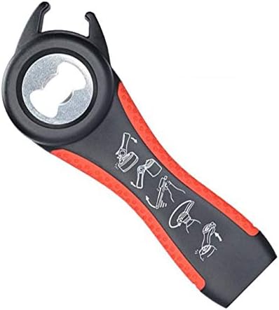 Premium All-in-one Multi-Function Personalized Jar Opener for Various of Kitchen Cans, Bottles, Wine, Beer and Soda Pops (Red)