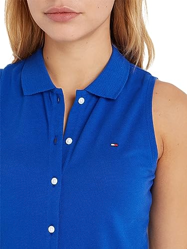 Tommy Hilfiger Damen Polokleid Slim Fit, Blau (Ultra Blue), L – Ansicht 3