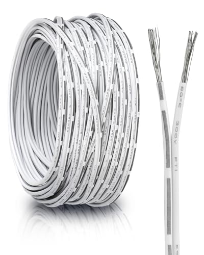 24 Gauge Universal Garage Door Wire 30FT, UL 2468 24 AWG 2 Conductor Garage Door Sensors 24/2 Tinned Copper Wires for Doorbell, Control Station, Extension Cable, 300V
