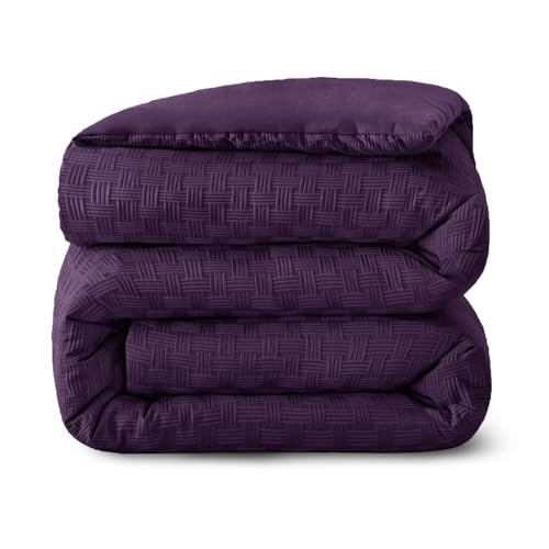 Whale Flotilla 7.5 Tog Single Size Duvet, Luxury Reversible Soft Coverless Duvet, Lightweight Down Alternative Comforter Bedding Set for All Seasons, 135x200 cm, Purple