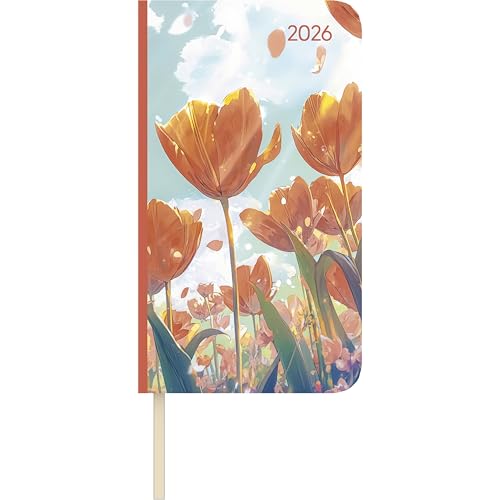 Alpha Edition - Lady Journal Slim Blütenmeer 2026 Taschenkalender 9×16 cm Weekly eleganter Wochenplaner mit Notizseiten Info- & Adressteil 128 Seiten