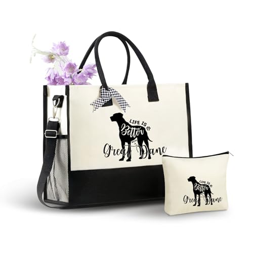 Bolso tote de lona con cierre y correa para mujer miniatura 1