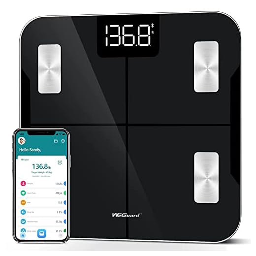 WeGuard Smart Scale for Body Weight and Fat, Digital Bathroom Scale Accurate to 0.05lb/0.02kg Weighing Machine for People's Muscle BMI, Bluetooth Electronic Body Composition Monitor, 400lb （Black)