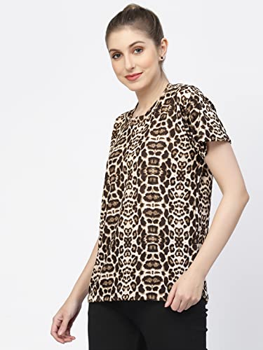 Image of UZARUS Women's Regular Fit Printed Half Sleeves Round Neck Gym Sports T-Shirt