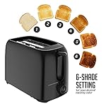 OVENTE Electric 2 Slice Toaster Machine with 6-Shade Browning Selector Setting, Compact Design and Removable Crumb Tray, 700W Power Perfect for Toasting Bread, Thin Bagels and Waffles, Black TP2210B - Image 2
