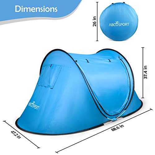 Pop-up Tent and Automatic Instant Portable Cabana Beach Tent - Suitable for Upto 2 People - Doors on Both Sides - Water-Resistant and UV Protection Sun Shelter - with Carrying Bag (Sky Blue)