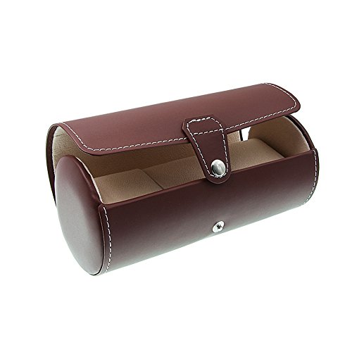 Gsm Mgs Awp-3 Travel Watch Organizer Watches Case Leatherette Roll Watch Storage Pouch Jewelry Box 3-Slots (Brown) #TOP3