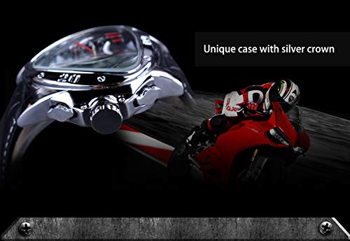 Image of Winner Fashion Mechanical Wrist Watch Triangle Racing Dial, Waterproof Golden Skeleton Dial Automatic Movement Leather Design Mechanical Watch for Men