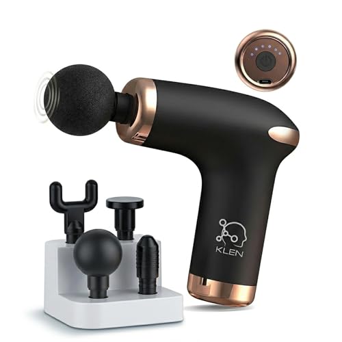 Image of KLEN Rechargeable Massage Gun For Pain Relief with 4 Interchangeable Heads Cordless Electric Handheld Percussion Massager Machine for Back, Neck, Shoulders, Legs and Muscle Recovery