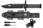Cuchillo Albainox 32537, Negro con Pedernal y Afil...:
