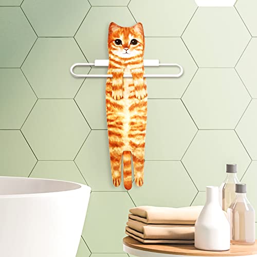 Hawgiman Hand Towels For Bathroom Kitchen,Cute Cat Quick-Dry Hanging Hand Towels Decorative For Bathroom Face Towels,Funny Gifts For Cat Lovers (Orange) #TOP2