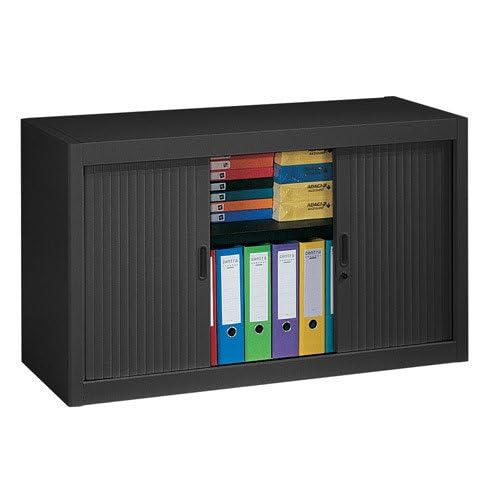 Générique Armoire Basse à Rideaux démontables Hauteur de Bureau 70 x 120 cm (Noir)