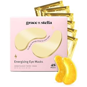 grace & stella Award Winning Under Eye Mask – Travel Essentials – Birthday Gifts for Women – Gel Eye Patches for Dark Circles, Puffy Eyes, Wrinkles, Undereye Bags – Vegan Self Care (48 Pairs, Gold)