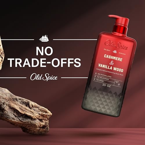 Image of Old Spice Body Wash for Men, The Spice Alchemist Collection, 24 /7 Cologne Infused Hydration, No Trade Off Formula, Free of Phthalates Silicones & Dyes, Cashmere + Vanilla Wood Scent, 20 oz