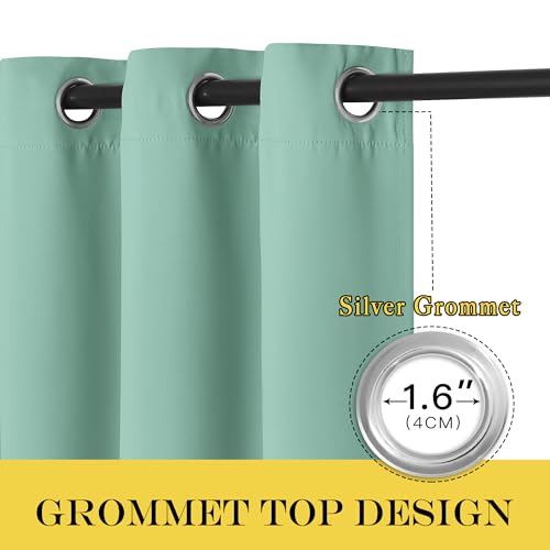 NICETOWN Blackout Window Curtain 90 inch Length - Room Darkening Thermal Insulated Grommet Large Window Treatment Light Blocking for Bedroom/Doorway (Aqua Blue, 1 Panel, W52 x L90)