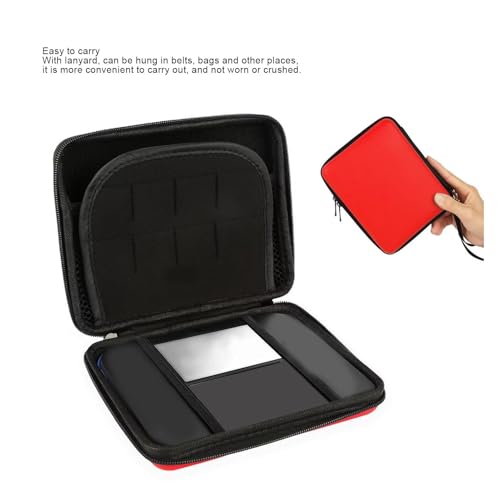 Image of Pomya Protective Hard Shell Travel Carrying Case for 2DS with 8 Game Card Holders, Shockproof Dust Proof, Lightweight Design for Everyday Guard and Travel (Red)