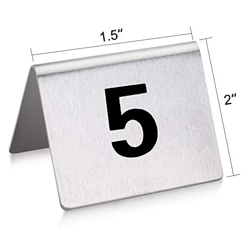 New Star Foodservice 27617 Stainless Steel Tent Style Table Number Card, 1-25, 1.5" X 2" Inch #TOP1
