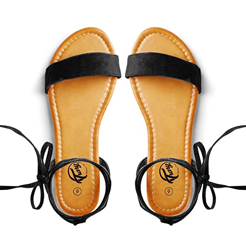 Trary Black Sandals Women, Black Strappy Sandals For Women, Lace Up Sandals For Women, Open Toe Tie Up Sandals For Women, Cute Sandals For Women Dressy Summer, Summer Sandals For Women 2023 #TOP1