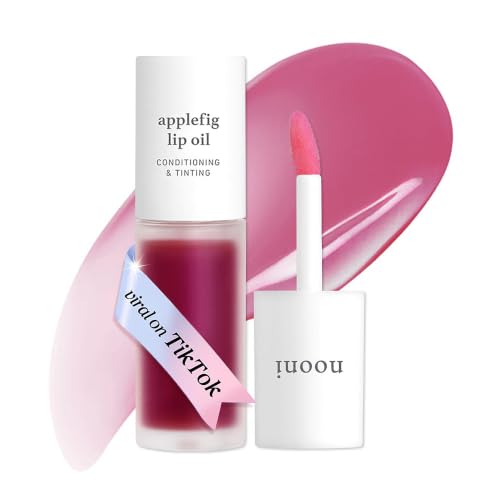 Image of NOONI Korean Lip Oil - Applefig | Long-Lasting, Moisturizing, Plumping, Revitalizing for Dry Lips, Waterproof, No Peel Off, Hydrating, Nourishing Crystal Clear Lip Stain, 0.12 FL Oz