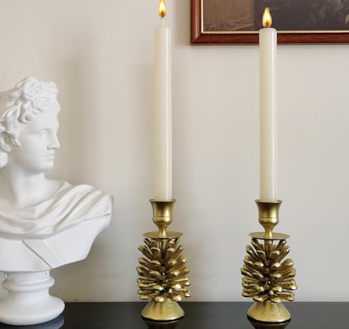 Bstgifts PINECONE CH Iron Pine Cone Candlesticks/Pine Cone Taper Candle Holders/Mid Century Christmas Decor/French Country Farmhouse Décor thumb #6