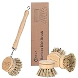 🌿 Eco-Friendly Material: The handle and head of this kitchen brush are made from natural bamboo, and the bristles are crafted from sisal fiber and Tampico fiber (hard bristles). Contains no plastic, and can be naturally biodegraded after disposal. 🌱 ...
