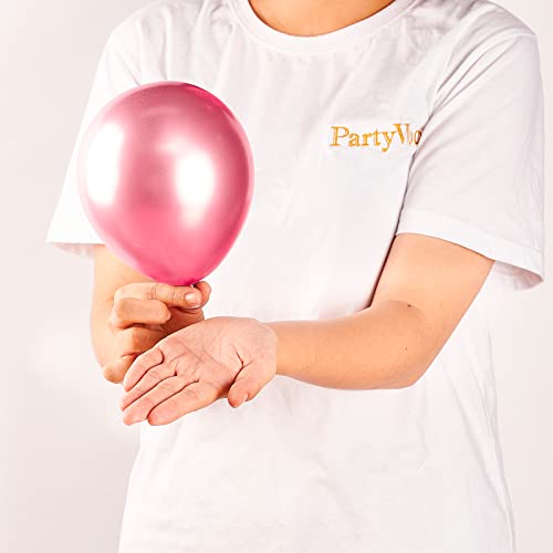 Image of PartyWoo Metallic Dark Pink Balloons, 50 pcs 5 Inch Pink Metallic Balloons, Metallic Pink Balloons for Balloon Garland or Balloon Arch as Birthday Party Decorations, Wedding Decorations, Pink-G104