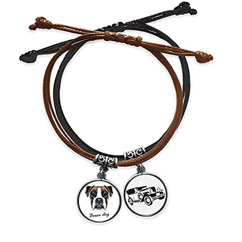 Bracelet Boxeur ajustable en cuir véritable et corde tressée haut de gamme