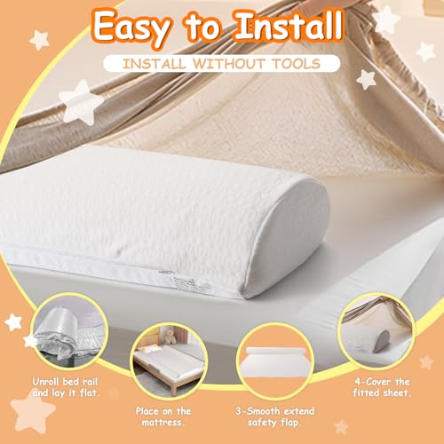 Bedside Safety Rail for Toddlers: Soft Foam Rail with Washable Cover - Guards for King Queen Twin Full Beds