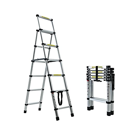 5+6 Step Ladder,5.6ft+ 6.6ft Telescopic St...