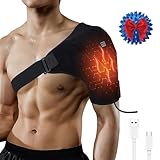Shoulder Heating Pad with 3 Heat Levels - Adjustable Shoulder Brace for Men & Women, Powered by DC Power Sources (e.g., Power Banks)