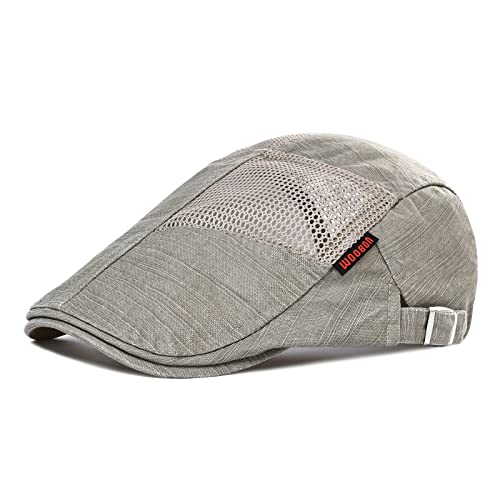 VOBOOM Men Distressed Ivy Caps Breathable Mesh Summer Newsboy Hat Adjustable Outdoor Cabbie Gatsby Hat (Light Khaki) VOBOOM Men Distressed Ivy Caps Breathable Mesh Summer Newsboy Hat Adjustable Outdoor Cabbie Gatsby Hat (Light Khaki)