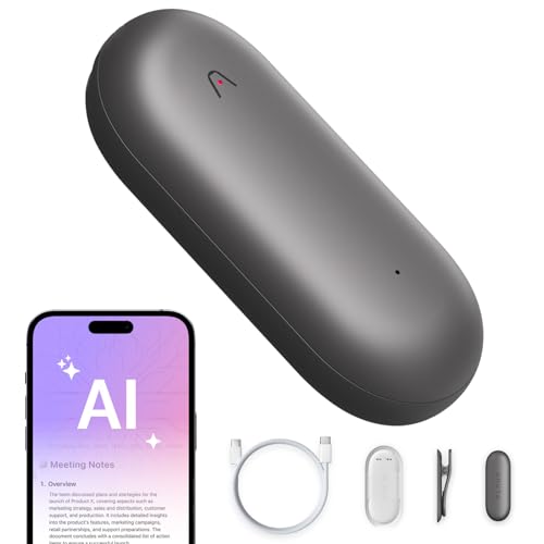 AI Voice Recorder, PLAUD NotePin Voice Recorder, App Control, AI Notetaker, AI Transcribe & Summarize, Support 112 Languages, 64GB Memory, Audio Recorder for Lectures, Meetings, Cosmic Gray