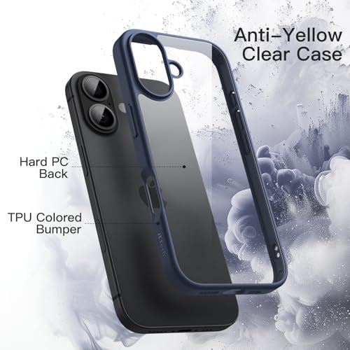 Image of JETech Case for iPhone 17 6.3-Inch, Shockproof Phone Bumper Cover, Solid Color Matte TPU Frame, Anti-Scratch Clear Back (Storm Blue)