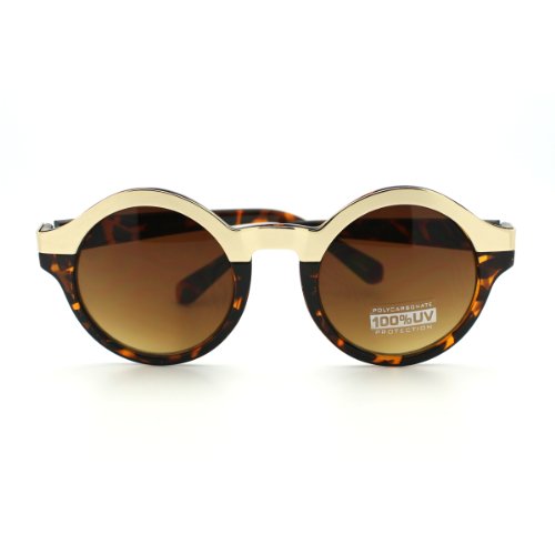 SA106 Thick Metal Trim Plasic Frame Circle Lens Sunglasses