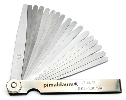 PIMALDAUM Fühlerlehre aus Manganstahl – 13/17 / 20/28 / 32 Blätter – Präzisions-Lehre für mechanische Einstellungen – 1 Stück (Metall, 17 Klingen/Blades)