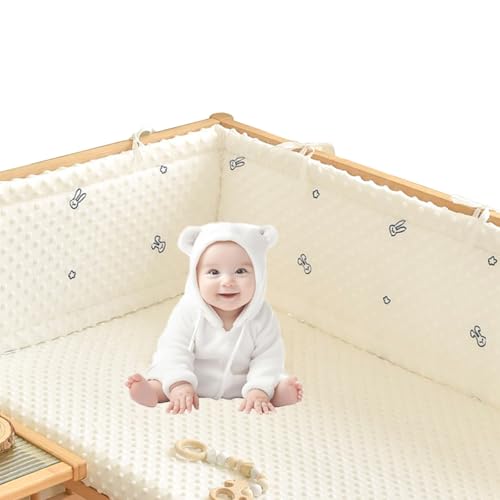 Forro suave y transpirable para cuna con acolchado anticolisión, 200 cm de longitud