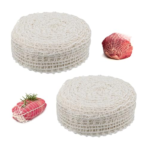 GIDWRIY 2 Piezas Red para Carne de 2 M,Malla para Carne en Rollo,Malla de Cocina,Malla Elastica Carne,Malla Jamon,Malla para Asar Carne,Red para Cocinar Alimentos,Malla Carne Ahumada para Guarda