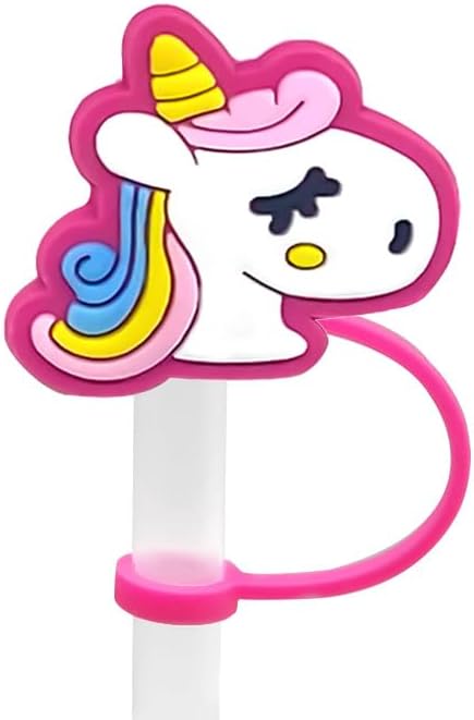 Miniatura 3 de Tapa grande de 0.394 in con diseño de unicornio para Stanley Cup de 40 oz y 30 oz de silicona de dibujos animados para popotes protectores para
