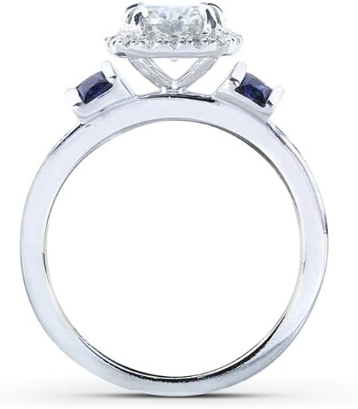 Kobelli Round-cut Moissanite Bridal Set & Sapphire 2 CTW 14k White Gold (3 Piece Set)