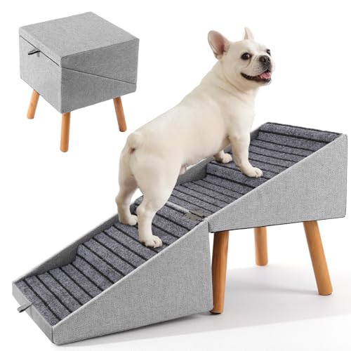 Dog Stairs for Small Dogs 17.13' H, 4-Step Doggie Ramp...