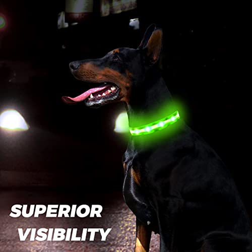 Dynmeow Led Airtag Dog Collar, Usb Rechargeable Light Up Dog Collar With Air Tag Holder Case For Night Safety, Waterproof Lighted Collar Glowing In The Dark For Large Dogs, Green #TOP3