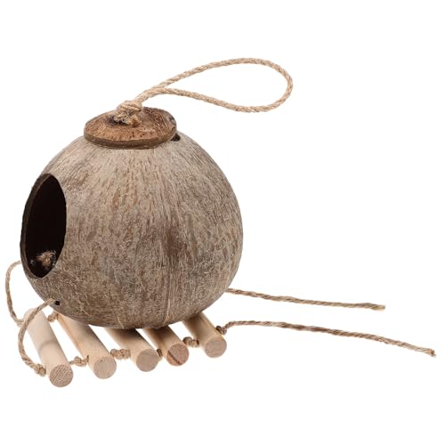 Nidi per uccelli: questa gabbia per uccelli in guscio di cocco è realizzata con la forma del guscio di cocco, un lavoro artigianale, bello e pratico, dalla forma interessante, perfetta per l'uso come lettiera per uccelli da riproduzione