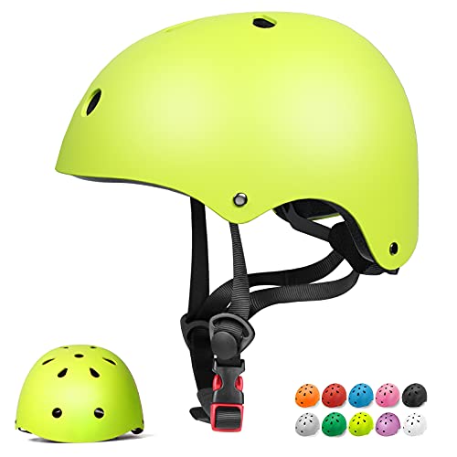 Kids Bike Helmet Toddler Helmet Children Multi-Sport Helmet Impact Resistance Ventilation Adjustable Helmet Youth Kids Skateboard Cycling Helmet (Yellow, S: 48-54 cm / 18.89"-21.26")